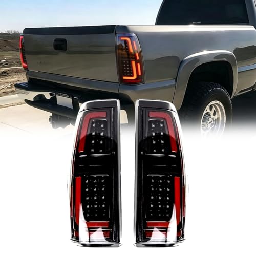 Image of EOMD DOT Approved LED Tail Light Assembly, Clear Lens, Smoked Housing | Compatible With 1999-2006 Chevy Silverado 1500 2500, Compatible With 1999-2002 GMC Sierra 1500 2500 3500, Rear Lamp
