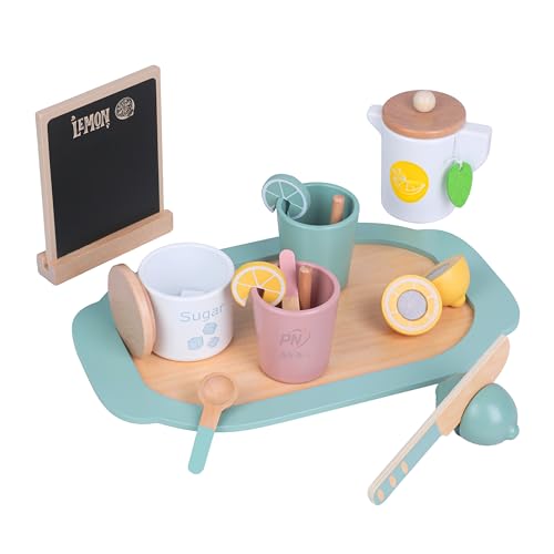 Image of Number Enlightenment Wooden Toy Train for Toddlers - Animal, Transportation, Fruit, Color Recognition Early Education Blocks (Wooden Tea Set)