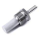 0.5 Micron Inline Oxygenation Diffusion Stone, 1/2' NPT Hose Barb Stainless Steel Aeration Stone Carbonating...