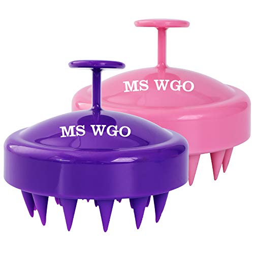 Scalp Massager Shampoo Brush for Hair Massager with Soft Silicone Wet & Dry Scalp Scrubber Scalp Massager Hair Growth-2PCS (Purple&Pink)