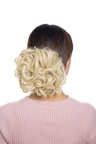 Scrunchy Updo Combs Ponytail Hair Extensions Clip in Bun Claw Jaw on Donut Chignons Warp Around Hairpiece Wavy Curly Bleach blonde - Image 4