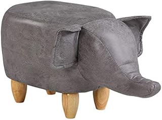CLIPOP Elephant Footstool Animal Ottoman Footstools and Pouffes,Low Pouffe Sofa Stool for Kids with Wooden Legs. (Elephant-A)