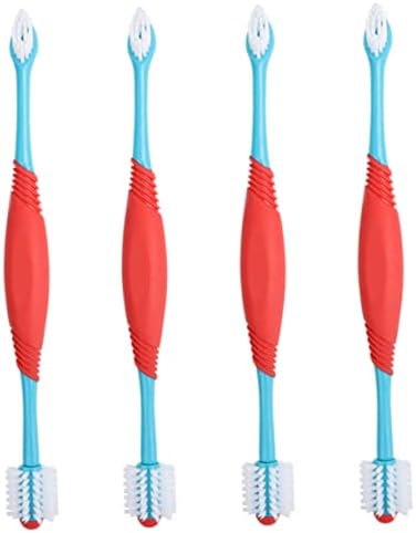 BCOATH Toy Pets Pack of 4 Pet Toothbrush Cat Dental Care Dog Teeth Cleaning Dog Toothbrush Chewing Toothbrush for Dogs Pet Accessories Manual Sanitary Brush Plastic