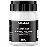 Falling in Art Clear Gel Acrylic Medium, 500ML/16.9Oz Gloss Gel Medium for Acrylic Paint, Ideal for Texture, Layering,and Extending Paint