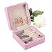 LELADY Travel Jewelry Box, Small Jewelry Box Mini Travel Jewelry Case Portable Faux Leather Jewelry Ring Boxes Holder for Women Girls (Pink)