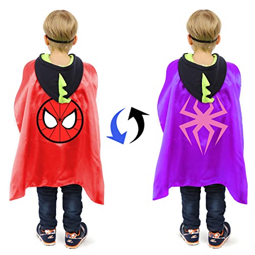 Alaow Superhero Capes With Masks Double Side Dress Up Costumes Festival Christmas Halloween Cosplay Birthday Party For Kids (Double Side-Superheros 4Sest) #TOP2