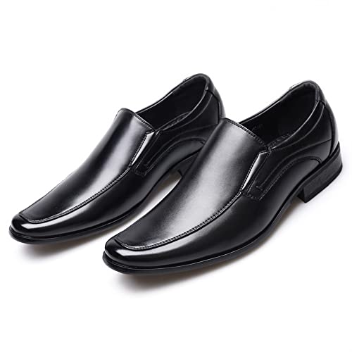 Formal Shoes for Men Slip On Apron Toe Round Toe PU Leather Resistant Non Slip Block Heel Outdoor(Black,10 M US)