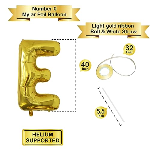 Image of Letter Balloons Gold Party Balloon - 40 Inch Large Gold Letter E Balloon, Letter Balloon Birthday Decorations, Balloon for Women Men Anniversary Party Decorations Supplies