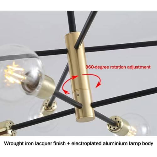 Lámpara Colgante E27 de 360° en negro y oro para dormitorio 2
