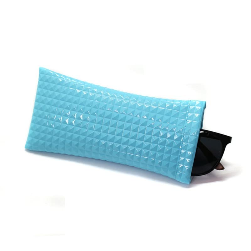 pipisweet 2/4 bolsas de piel sintética para gafas de sol con cordón, bolsillo para teléfono móvil, fundas de almacenamiento portátiles para gafas, azul, Talla única