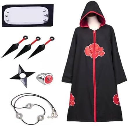 Venzina Akatsuki Cloak Costume, Itachi Dress, Headband, Size L 165-170cm