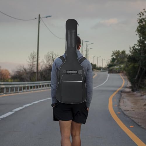 LETSROCK 39 40 Zoll E-Gitarrentasche, E-Gitarren-Gigbag 8 mm wasserdichte, Dicke Polsterung Rucksack E-Gitarrenkoffer Doppelt Verstellbarer Schultergurt Tasche & Aufhängeschlaufe hinten