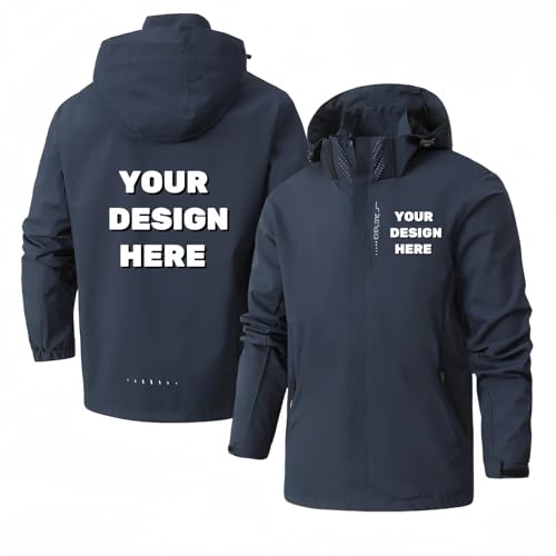 Custom Men's Waterproof Rain Jacket Lightweight Hooded Raincoat Outdoor Hiking Windbreaker Jacket