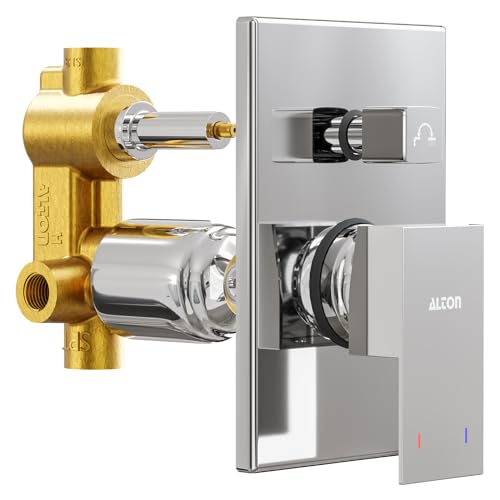 Image of ALTON EDGE, Brass, Concealed Body High Flow Diverter With Exposed Part Kit | Bathroom Shower System | Bathroom Mixer | Chrome Finish
