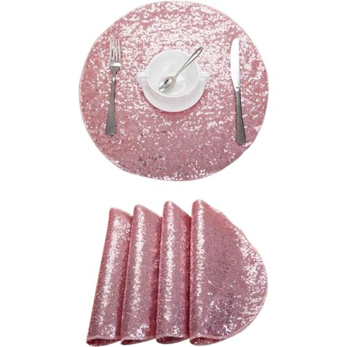 Sets de table ronds lavables pailletés 33 cm pour protéger et décorer - 6