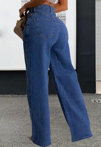 ZERMOM Women's Wide Leg Jeans Casual Stretch High Rise Baggy Loose Denim Pants4