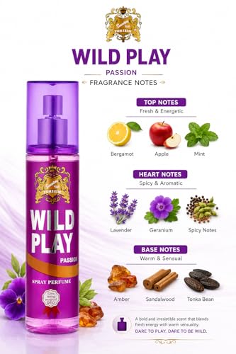 Image of Wildplay Passion 125ml Perfume for Women - Long Lasting Multi-Fragrance Spray, Floral Fruity Sweet Notes, Premium Feminine Scent for Daily Wear, Office & Special Occasions