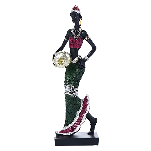 Estatua Africana Tribal Vintage de Resina Plateada 15.7 cm