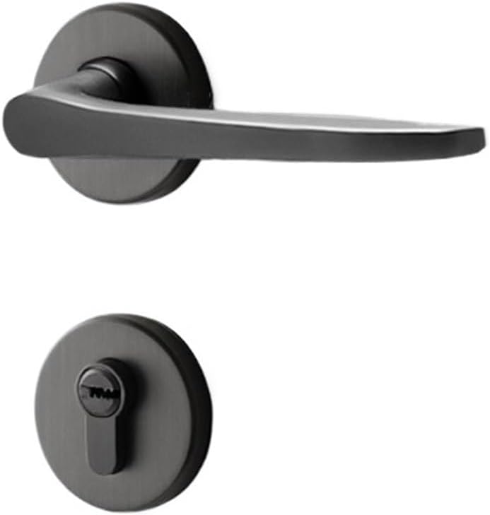 Black Solid Wood Door Lock Household Magnetic Silent Room Indoor Bedroom Door Lock Household Door Lock(Elegant Black zinc Alloy)