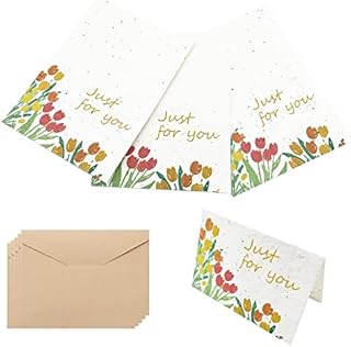 Acidea Plantable Seed Paper Cards with Envelopes, 10 Set Handmade Seed Paper Greetings Cards, Embedded with Flower Petals, Blooms into Noon Flower, Gift Cards (Just for You)
