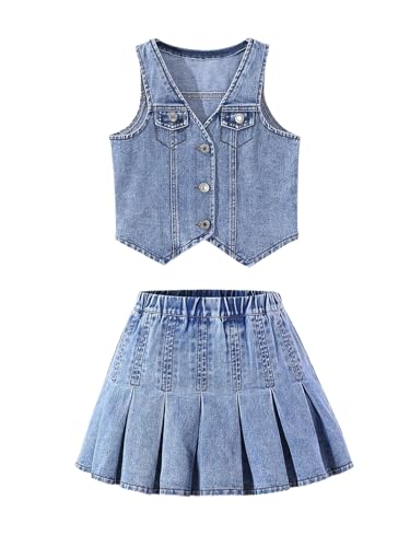 MakeMeChic Girl's Y2K Denim Outfit Set (8-12 Years)
