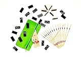 2 er Spiele Set Mikado und Domino 2 Stück Spielesammlung aus Holz in praktischem Täschchen mit Spielanleitung (incl. Mini`s -Überraschung) |logisches Denken | Förderung Motorik |Sparset