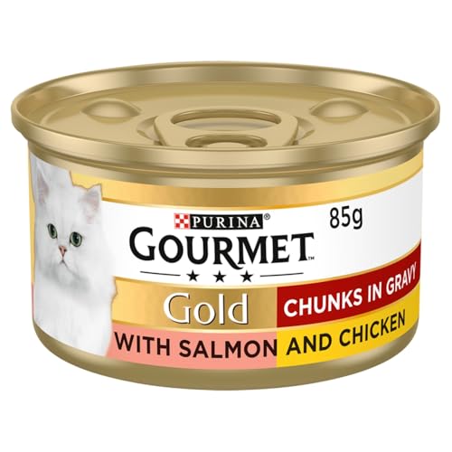 Gourmet Gold Tinned Cat Food Salmon and Chicken in Gravy 85g