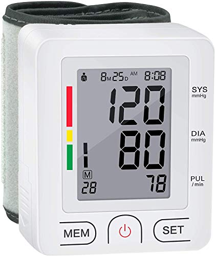 Blood Pressure Monitor Wrist BP Cuff Automatic Accurate Blood Pressure Machine with Carrying Case 2 Users 180 Memory Readings Large Display Screen and Irregular Heartbeat Detector for Home Use (White)
