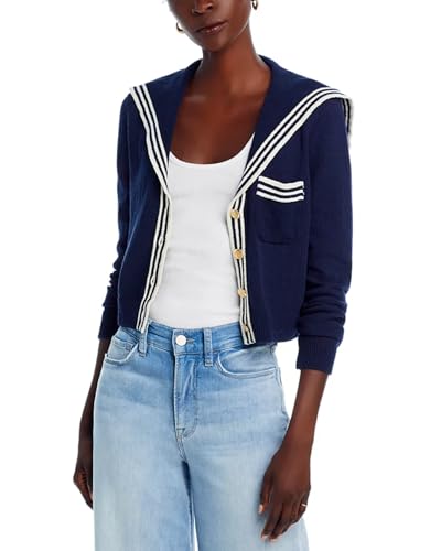 Women's V Neck Cardigan Sweaters Cropped Sailor Collar Button Up Knit Long Sleeve Open Front Coat2