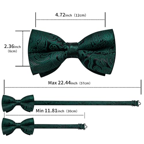 Image of DiBanGu Paisley Pre-Tied Bow Ties for Men Silk Adjustable Bowtie and Pocket Square Cufflinks for Wedding Party
