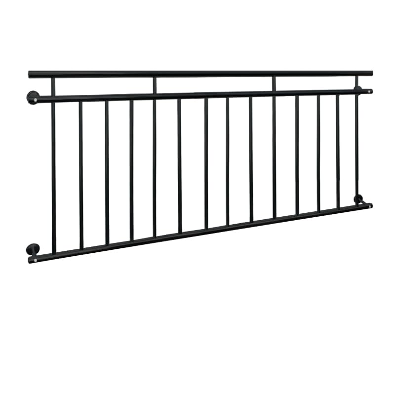 ECD Germany Balcón Estilo Francés 184 x 90 cm Acero Con Barras Transversales Barandilla Superficie Mate y Rugosa Color Negro Rejas de Seguridad Interior Exterior Pasamanos Balustrada de Terraza