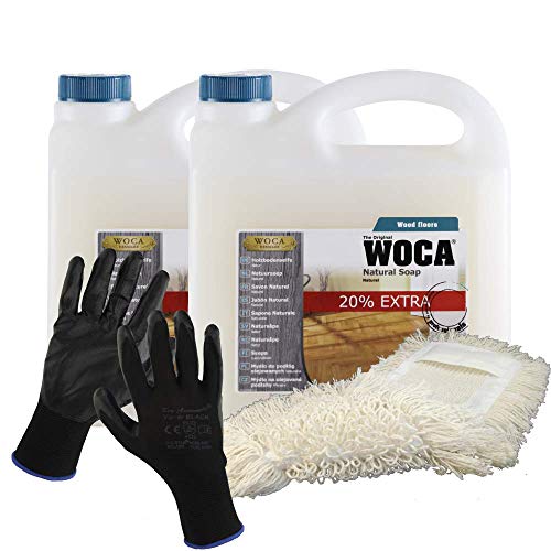 Preisvergleich Produktbild Woca Holzbodenseife Natur 2x3 Liter Aktion - 6 Liter Holzbodenseife inkl. Wischmopp