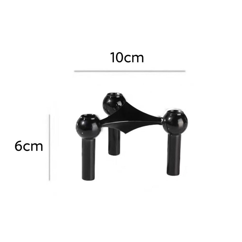 Candelabros Portavelas metálico de 3 Brazos apilable, Ideal for decoración del hogar. Base for Velas aromáticas, Perfecta for cenas a la luz Las Decoración(Negro)