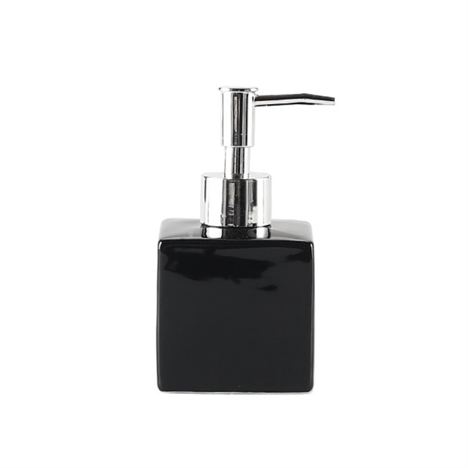 Keramik-Seifenspender, 250 ml, klein, quadratisch, Flüssigseifenspender für Dusche, glatt, schwarz