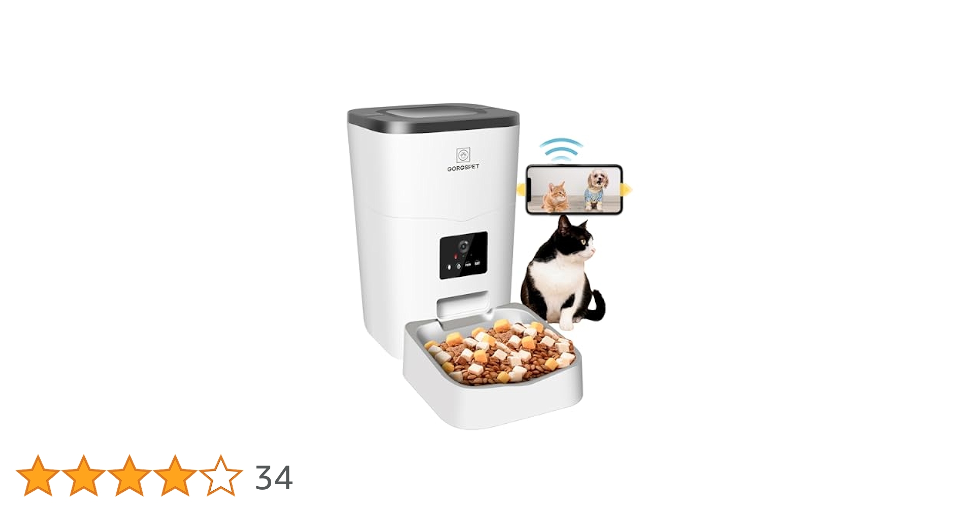 GORGSPET カメラ付き自動給餌器 ステンレス製皿付き 充電ケーブル付属 Amazon | GORGSPET 給餌器 ペットフィーダ 猫 中小型犬用 カメラ