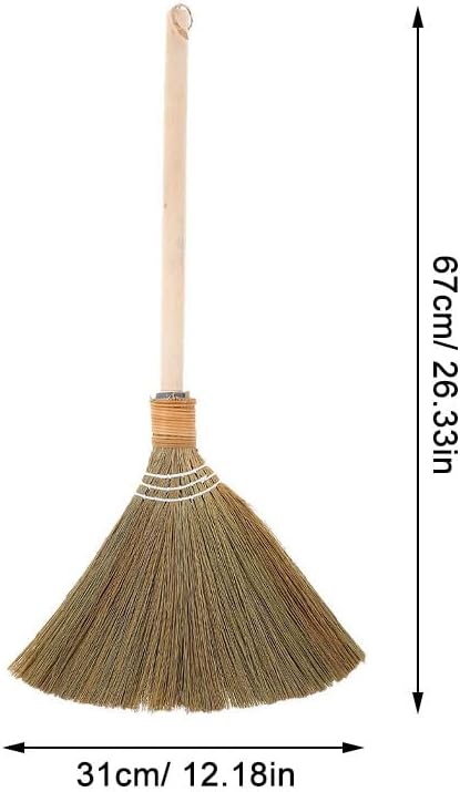 NUOBESTY Natural Straw Broom Vietnamese Corn Whisk Broom with Wooden Handle