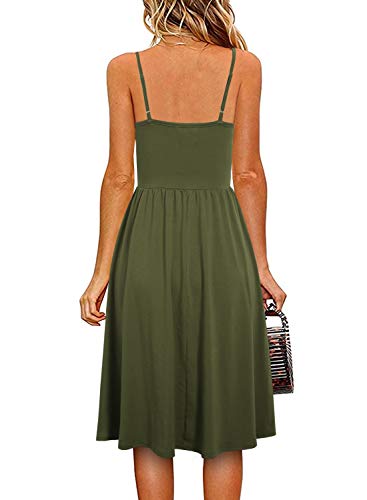 Yathon Women's Spaghetti Straps Party Sundress Casual Beach Summer Dresses (Yt090-Army Green, S) #TOP1
