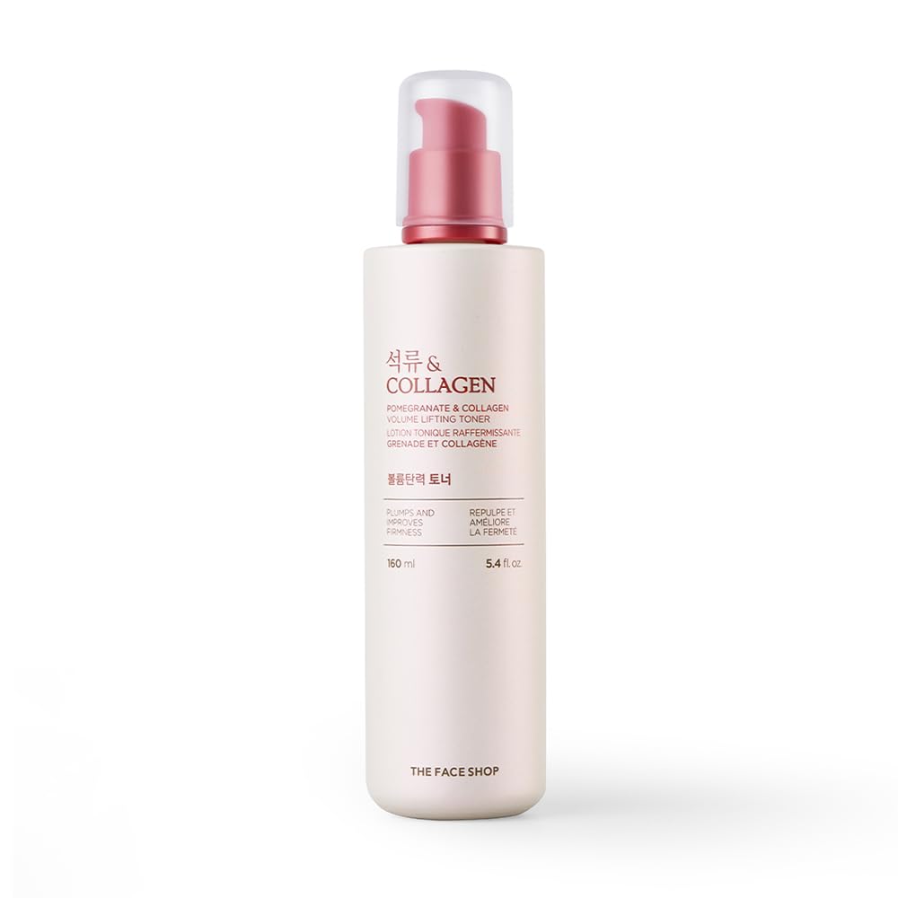The Face Shop Pomegranate and Collagen Volume Lifting toner with Pomegranate Extracts to nourish & brighten skin|Face Toner for Anti-Ageing, Bright & firm Skin| Suitable for all skin types, 160ml
