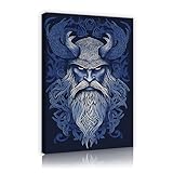 北欧エスニックスタイルウォールアートキャンバスプリントブルホーンヘルメットトーテムポートレートウォールアートペインティングリビングルーム寝室ホームデコレーションブルー65x98cmインナーフレーム