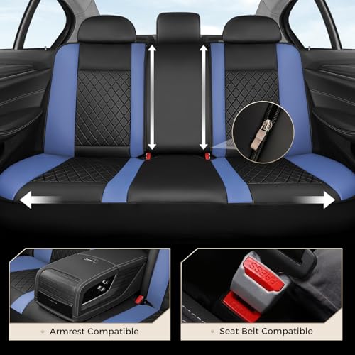 Image of Coverado Car Seat Covers Full Set, Automotive Leather Seat Covers for Car,Universal Fit Front Back Seat Cover, Non-Slip Waterproof Breathable Car Seat Protector
