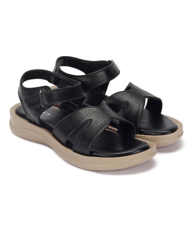 PARAGON K6021L Womens Sandals | Stylish Leather Finish Wedge Heels with Soft Footbed | Comfortable Durable Lightweight Everyday Slippers for Outdoor Use (B0CJRBT1X6) Amazon Price History, Amazon Price Tracker