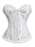 WIKOAN KORSETT DAMEN UNTERBRUST SCHNÜREN CORSAGE BUSTIERS FÜR HALLOWEEN UND KARNEVAL KORSAGEN &AMP; BUSTIERS FÜR DAMEN GOTHIC VINTAGE CORSET TOP WEISS XXL