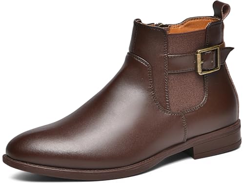 YASOWIN Botines de Mujer Botas Chelsea de Tacón Bajo Botas de Cuero con Cremallera Lateral Botines de Moda de caminar