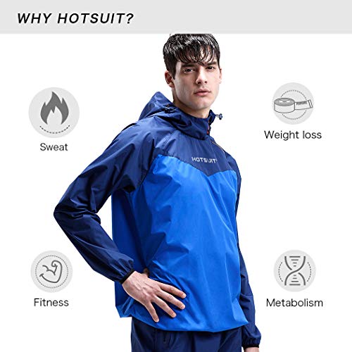 Image of HOTSUIT Sauna Jacket for Men Workout Weight Loss Sauna Shirts, Navy, M