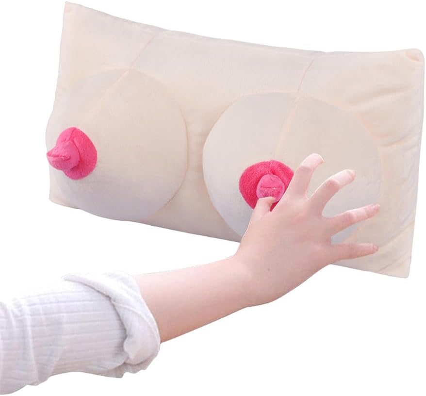 haozaikeji Boobs Breasts Pillow Cushion Funny Throw Pillow Novelty Relax Pillow Soft Memory Foam Sleep Pillow for Home Couples Bedrooms Decor