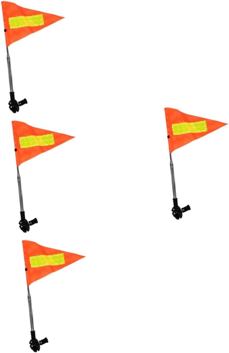 PartyKindom 4pcs Telescopic Safety Flag for Golf Carts Wheelchairs Reflective Flag Height Portable Easy to Install Enhanced Visibility for Safe Transport High Extension