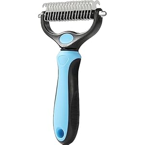 Dog brush for shedding pet grooming brush cat deshedding brush tool double sided shedding and dematting undercoat rake comb for dogs  cats big blue   cucciolini doodles