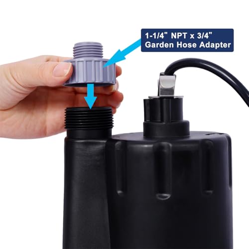 Submersible Water Pump, 1/3HP 2500GPH Thermoplastic Utility Pump Portable Electric Water Pump Sump Pump, With 10 Feet Power Cord