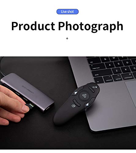 QUI Wireless Presenter Remote, RF 2.4GHz USB Presentation Remote Control PowerPoint Presentation Clicker for Keynote/PPT/Mac/PC