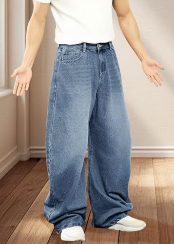 Baggy Jeans for Men Y2K Streetwear Vintage Wide Leg Denim Pants Hip Hop Skater Loose Fit Jeans4